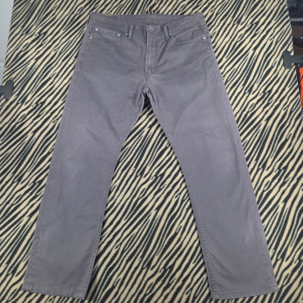 Levi's 513 Mens 34x30 Charcoal Grey Slim Straight 5-Pocket Pants Trousers Jeans